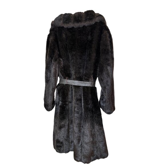 Vintage Womens Faux Fur Double Breasted Coat Size M/L Brown Wide Collar Lined - Picture 2 of 16